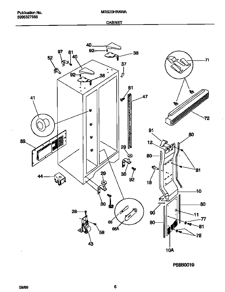 CABINET Diagram and Parts List for MRS20HRAWA  Frigidaire Refrigerator