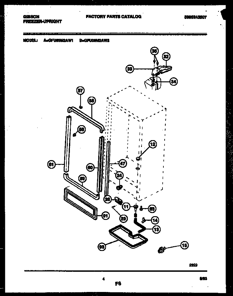 CABINET PARTS Diagram and Parts List for GFU09M2AW2  Gibson Freezer