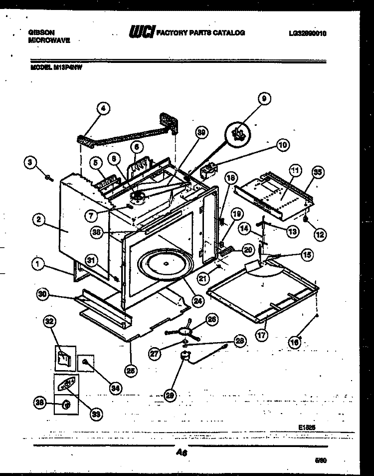 BODY PARTS Diagram and Parts List for M13P4NW  Gibson Microwave