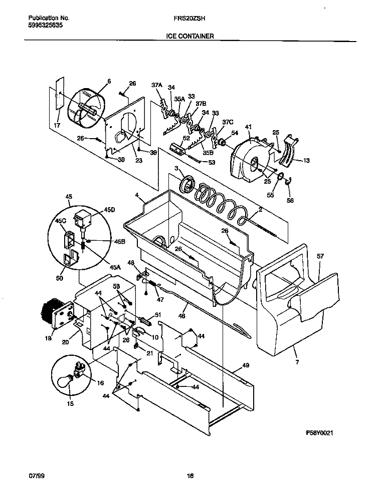 ICE CONTAINER Diagram and Parts List for FRS20ZSHB1  Frigidaire Refrigerator