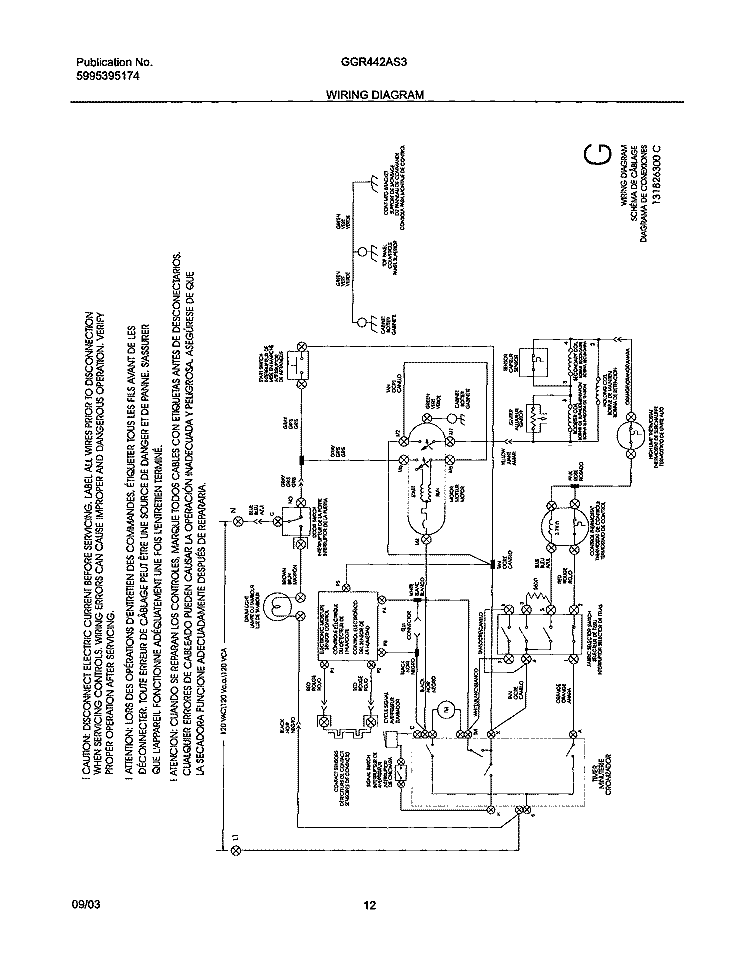WIRING DIAGRAM Diagram and Parts List for GGR442AS3  Gibson Dryer