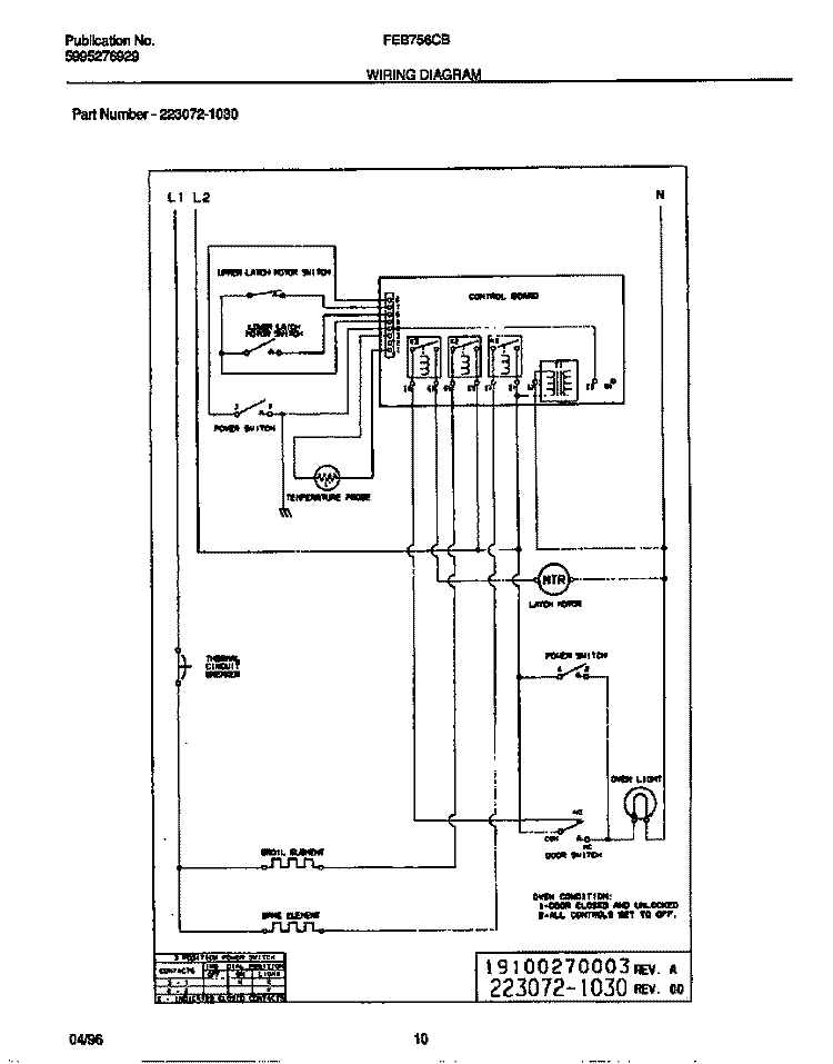 WIRING DIAGRAM Diagram and Parts List for FEB756CBSB  Frigidaire Wall Oven