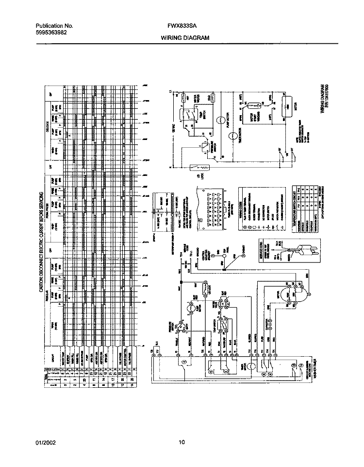 134117600 WIRING DIAGRAM Diagram and Parts List for FWX833SAS0  Frigidaire Washer