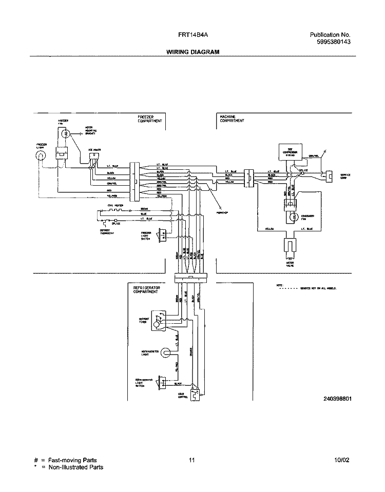 WIRING DIAGRAM Diagram and Parts List for FRT14B4AW2  Frigidaire Refrigerator