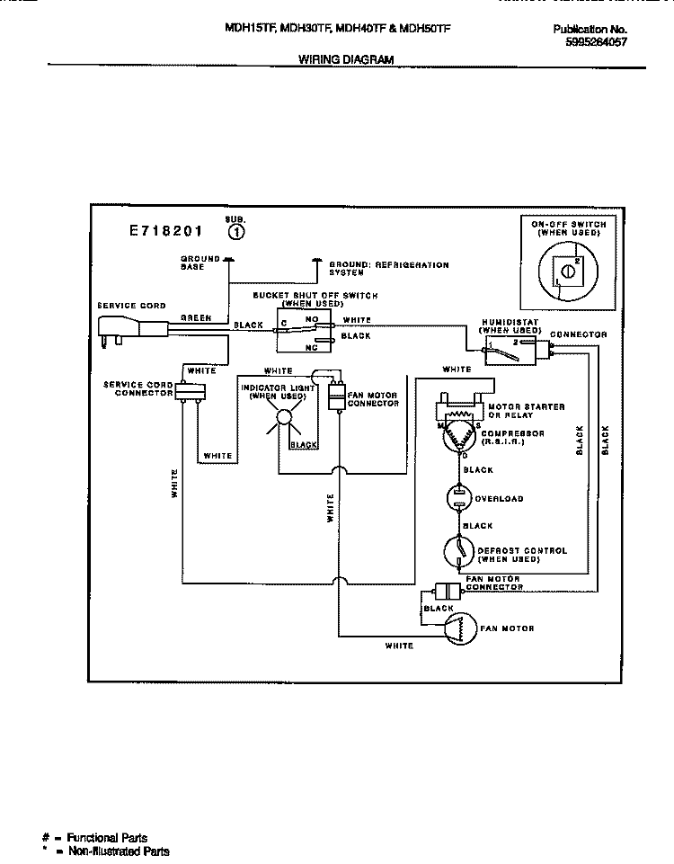 WIRING DIAGRAM Diagram and Parts List for MDH15TF3  Frigidaire Dehumidifier