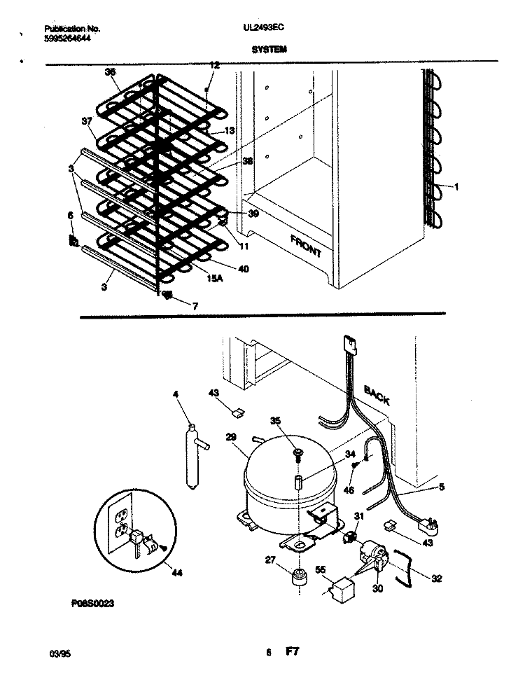 SYSTEM Diagram and Parts List for UL2493ECW5  Electrolux Freezer