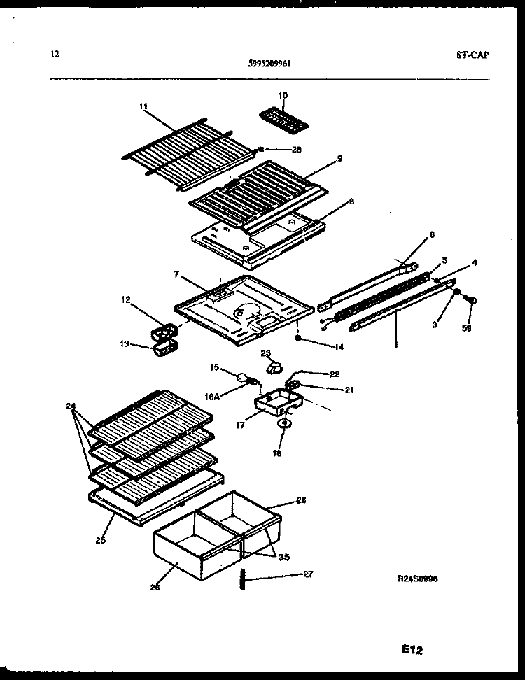 SHELVES AND SUPPORTS Diagram and Parts List for PRT193MCH1  Frigidaire Refrigerator