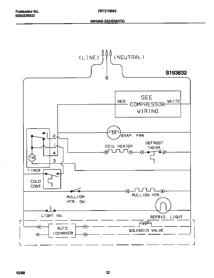 WIRING DIAGRAM Diagram and Parts List for FRT21NNHQ1  Frigidaire Refrigerator