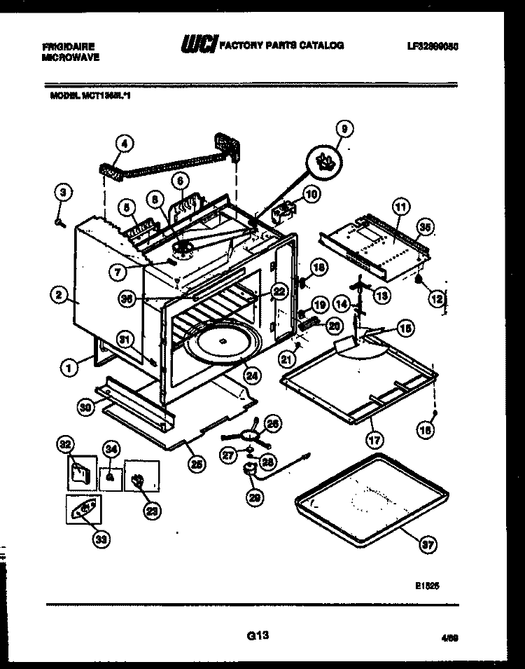 BODY PARTS Diagram and Parts List for MCT1365L1  Frigidaire Microwave