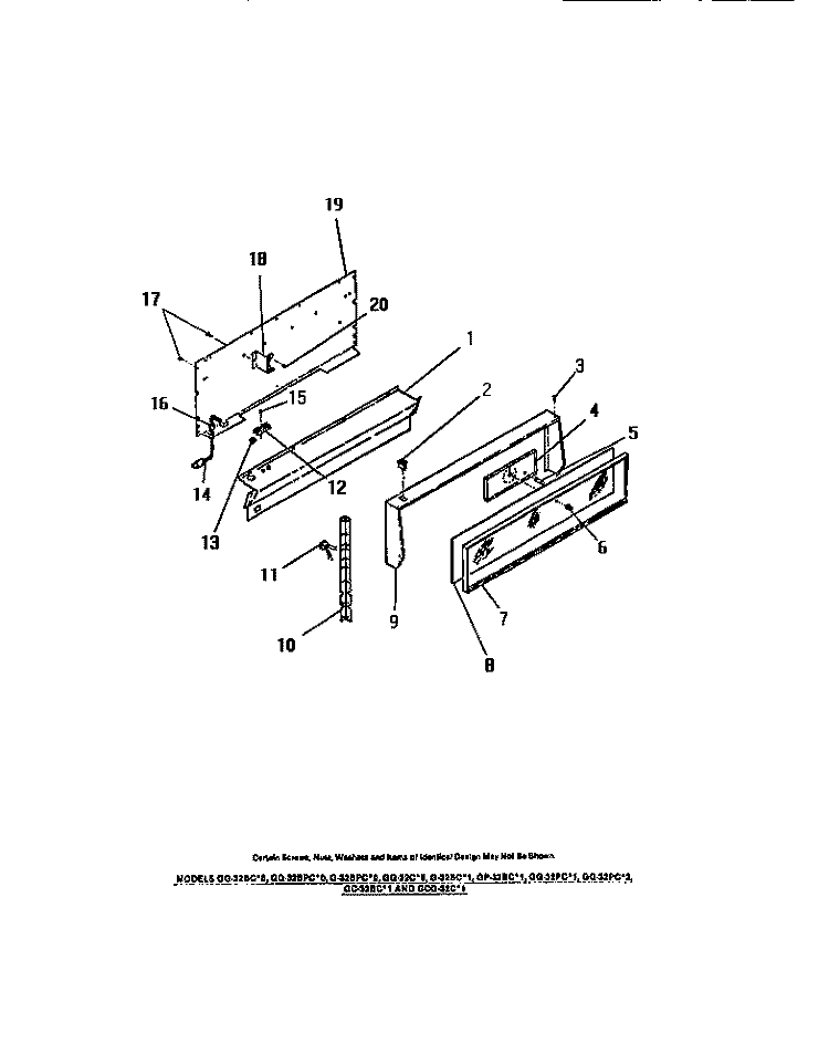 CONSOLE, PANELS Diagram and Parts List for GP32BCL1  Frigidaire Range