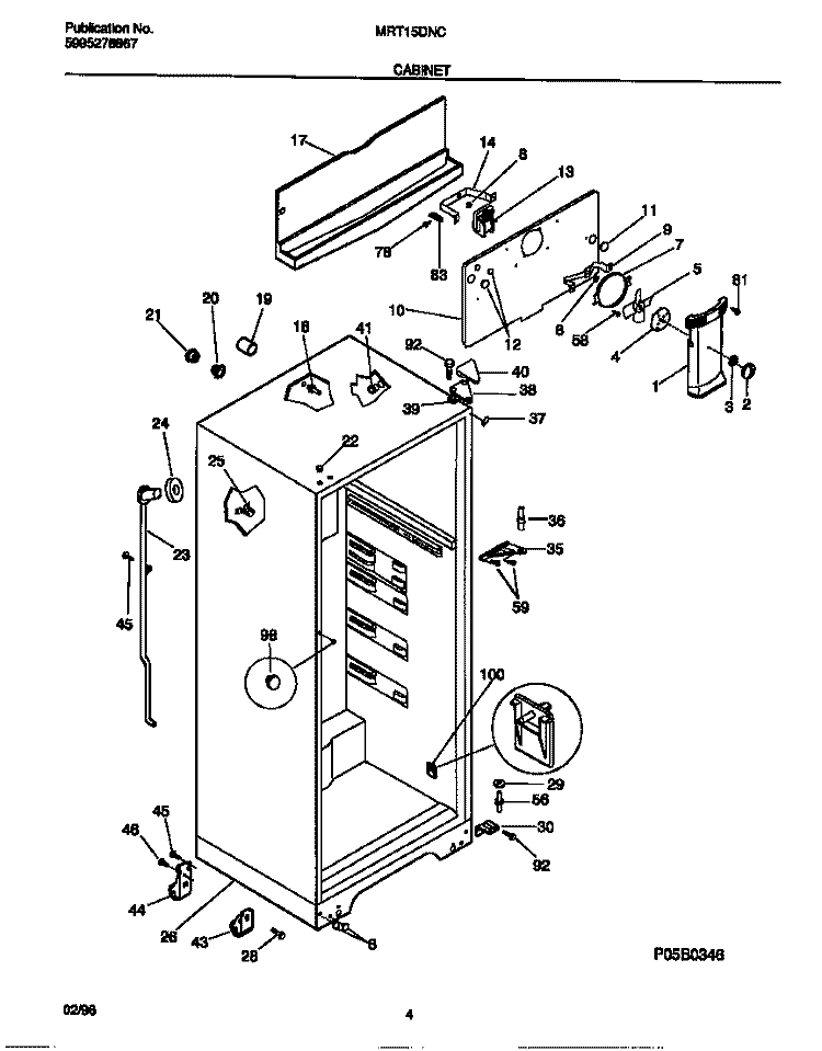 CABINET Diagram and Parts List for MRT15DNCW2  Frigidaire Refrigerator