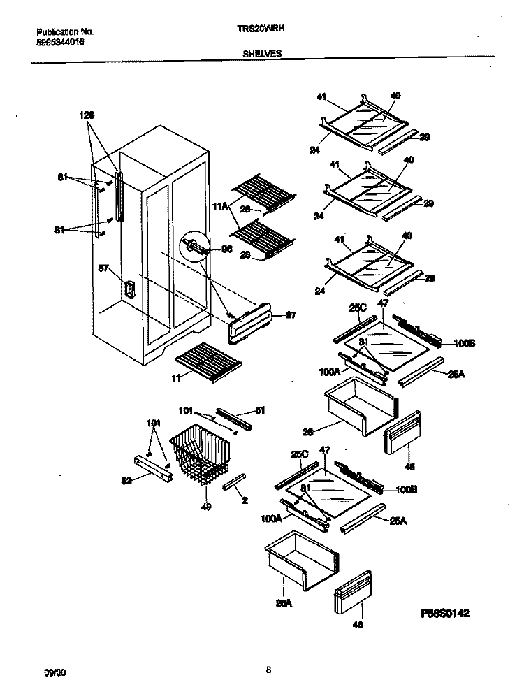 SHELVES Diagram and Parts List for TRS20WRHW5  Tappan Refrigerator