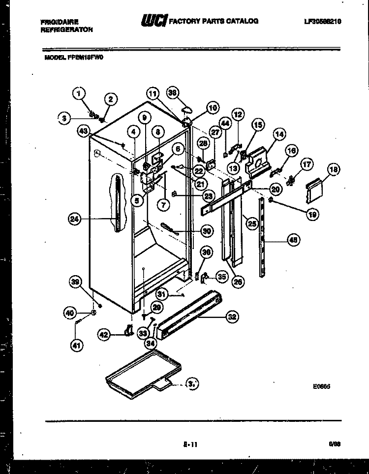 CABINET PARTS Diagram and Parts List for FPEM18FF0  Frigidaire Refrigerator