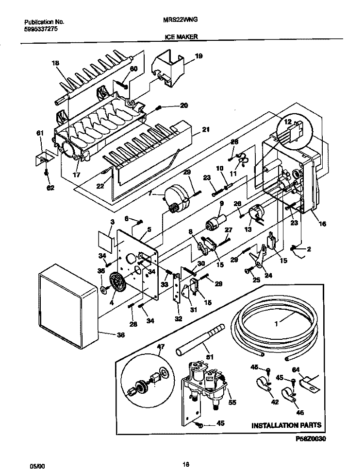 ICE MAKER Diagram and Parts List for MRS22WNGW4  Uni Refrigerator