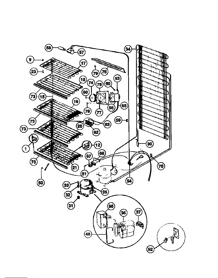 SYSTEM Diagram and Parts List for FFU17M6AW4  Frigidaire Freezer