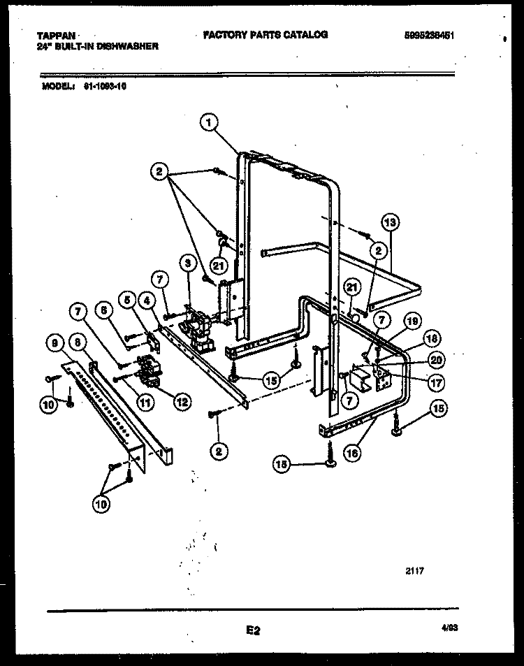POWER DRY AND MOTOR PARTS Diagram and Parts List for 61-1093-10-00  Tappan Dishwasher
