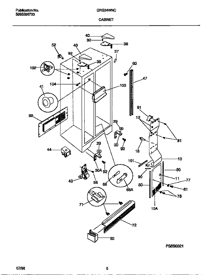 CABINET Diagram and Parts List for GRS24WNCD3  Gibson Refrigerator
