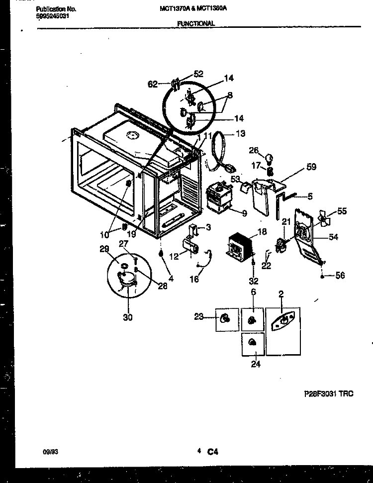 FUNCTIONAL PARTS Diagram and Parts List for MCT1370A1  Frigidaire Microwave