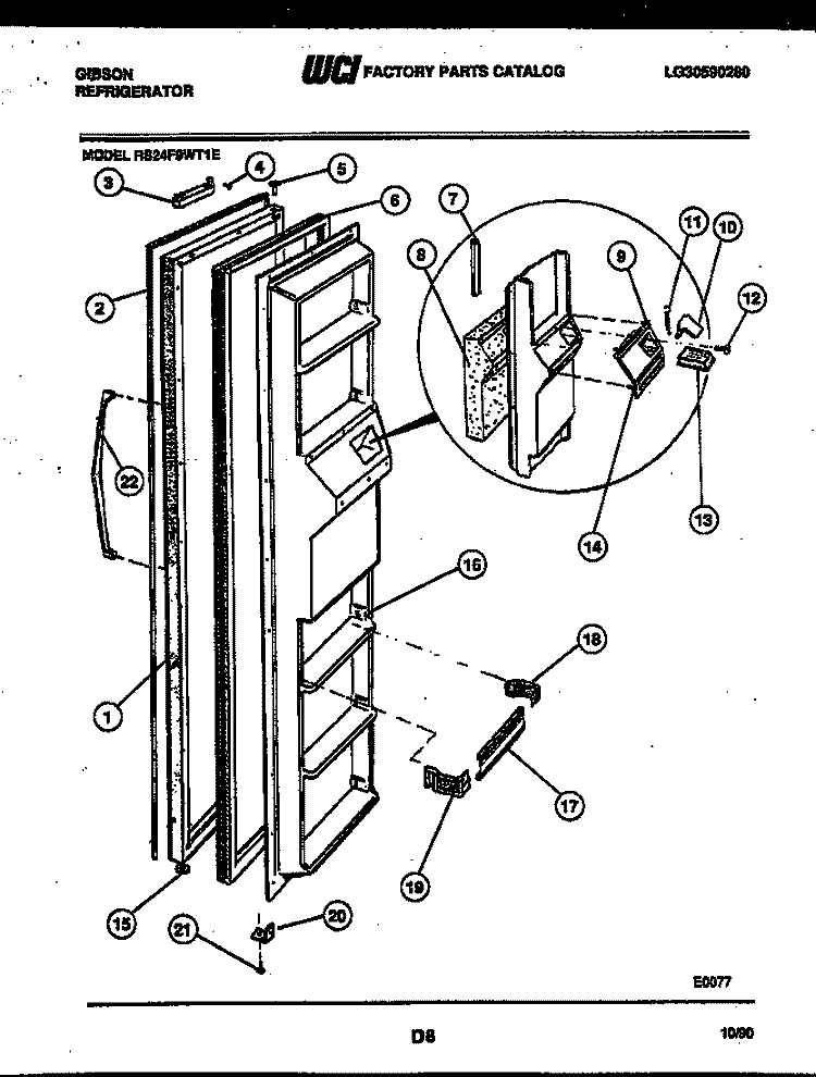 FREEZER DOOR PARTS Diagram and Parts List for RS24F9WT1E  Gibson Refrigerator