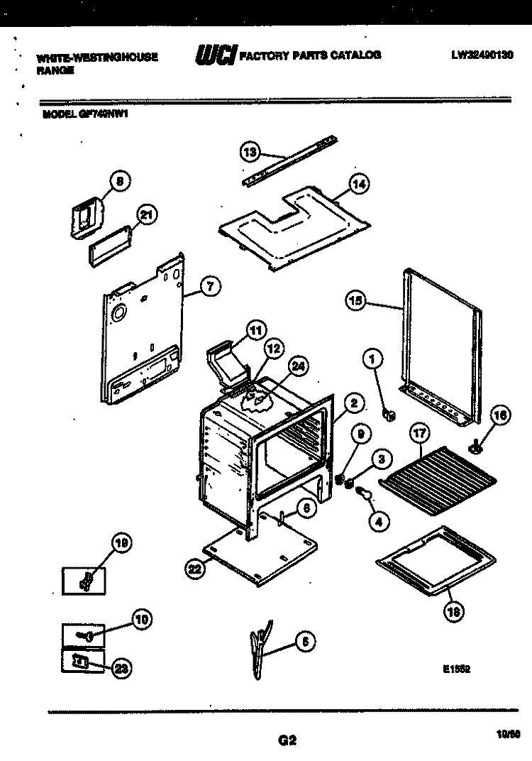 BODY PARTS Diagram and Parts List for GF740NW1  Frigidaire Range