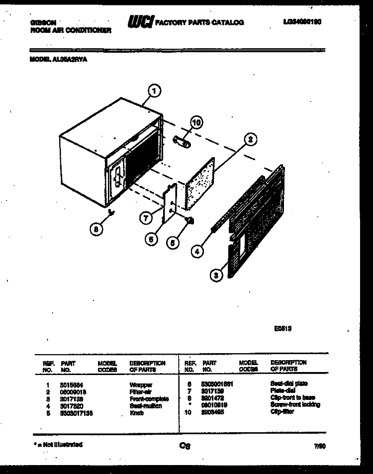 CABINET PARTS Diagram and Parts List for AL05A2RYA  Gibson Air Conditioner