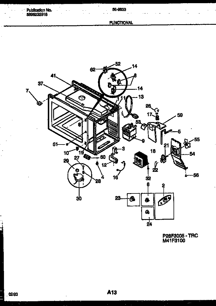 FUNCTIONAL PARTS Diagram and Parts List for 56-9833-10-03  Tappan Microwave