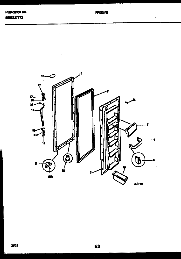 REFRIGERATOR DOOR PARTS Diagram and Parts List for FPI20VSW0  Frigidaire Refrigerator