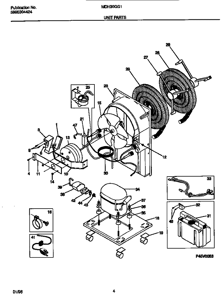 UNIT PARTS Diagram and Parts List for MDH30GG1  Gibson Dehumidifier