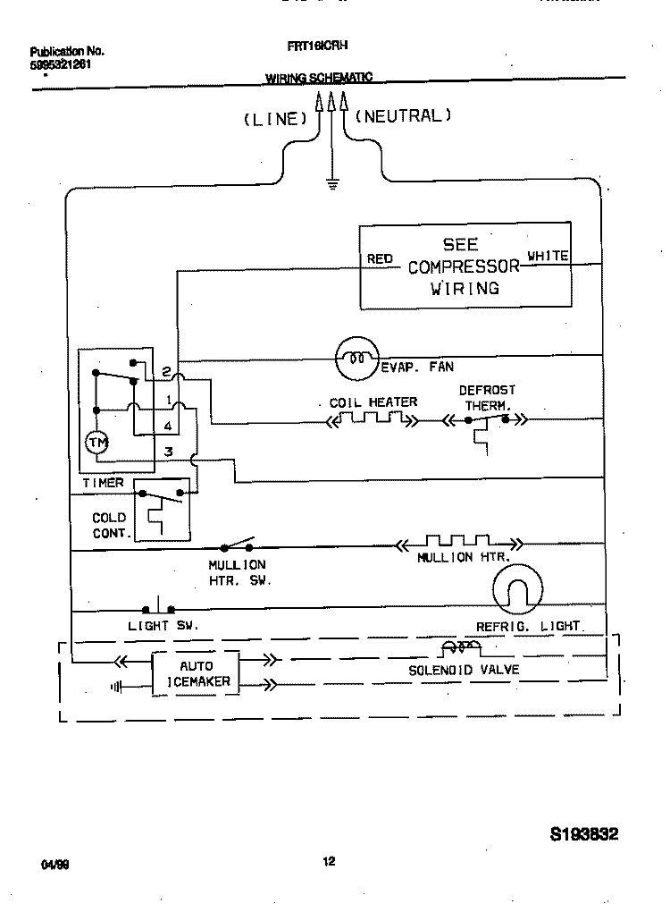 WIRING DIAGRAM Diagram and Parts List for FRT16ICRHD0  Frigidaire Refrigerator