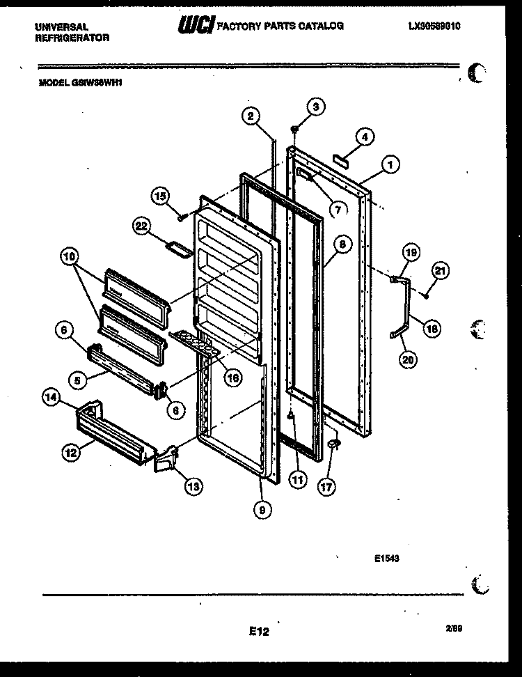 REFRIGERATOR DOOR PARTS Diagram and Parts List for GSIW36BH1  Frigidaire Refrigerator