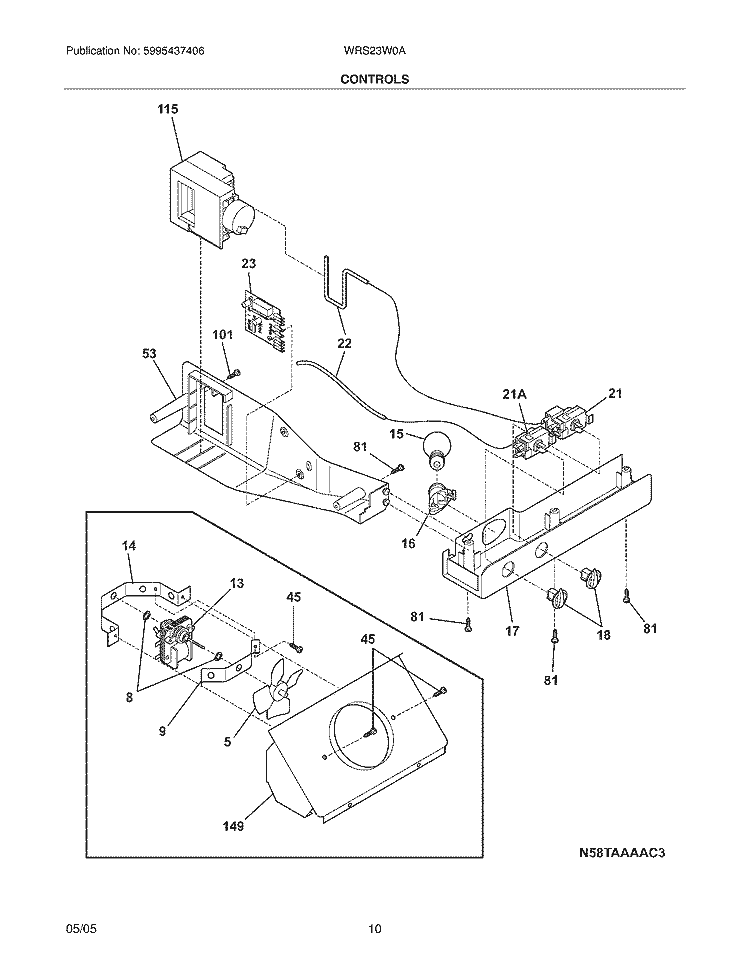 CONTROLS Diagram and Parts List for WRS23W0AWF  Westinghouse Refrigerator