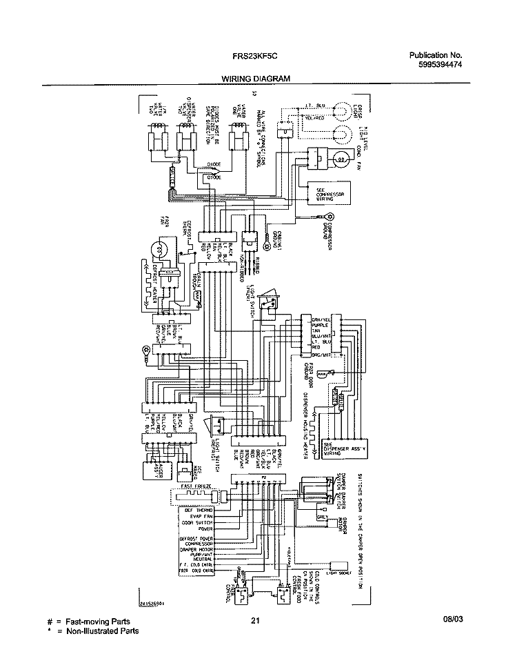 WIRING DIAGRAM Diagram and Parts List for FRS23KF5CQ2  Frigidaire Refrigerator