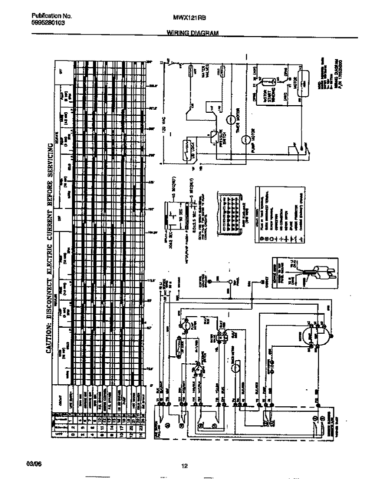 WIRING DIAGRAM Diagram and Parts List for MWX121RBD3  Frigidaire Washer