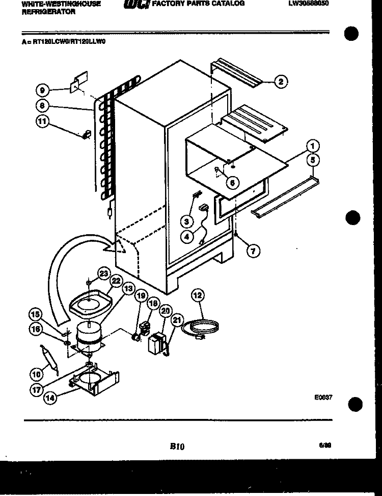 SYSTEM AND AUTOMATIC DEFROST PARTS Diagram and Parts List for RT120LCV0  Frigidaire Refrigerator