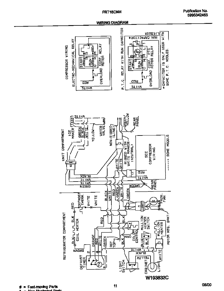 WIRING DIAGRAM Diagram and Parts List for FRT16CNHD5  Frigidaire Refrigerator