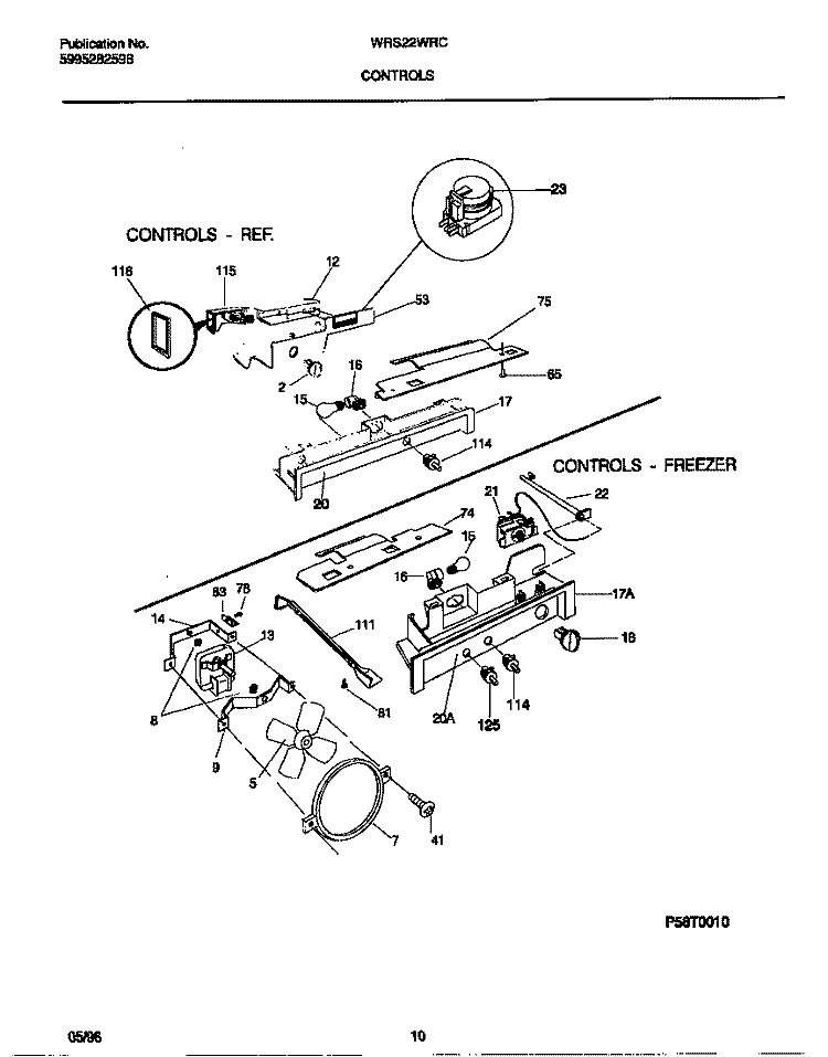 CONTROLS Diagram and Parts List for WRS22WRCW2  Frigidaire Refrigerator