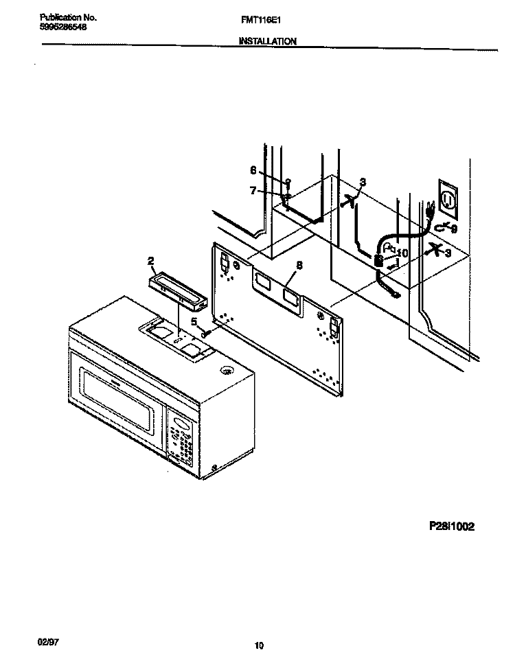 INSTALLATION Diagram and Parts List for FMT116E1B0  Frigidaire Microwave