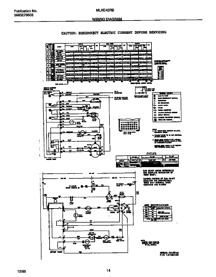 WIRING DIAGRAM Diagram and Parts List for MLXE42RBD3  Frigidaire Washer Dryer Combo