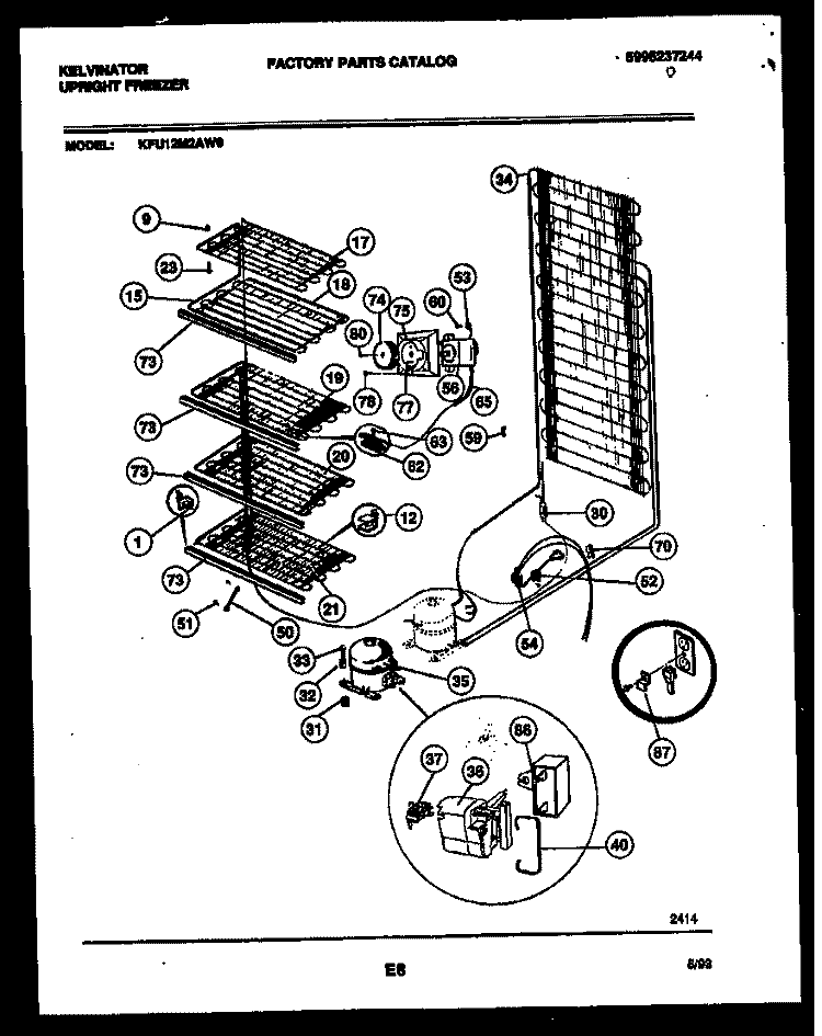 SYSTEM AND ELECTRICAL PARTS Diagram and Parts List for KFU12M2AW0  Kelvinator Freezer