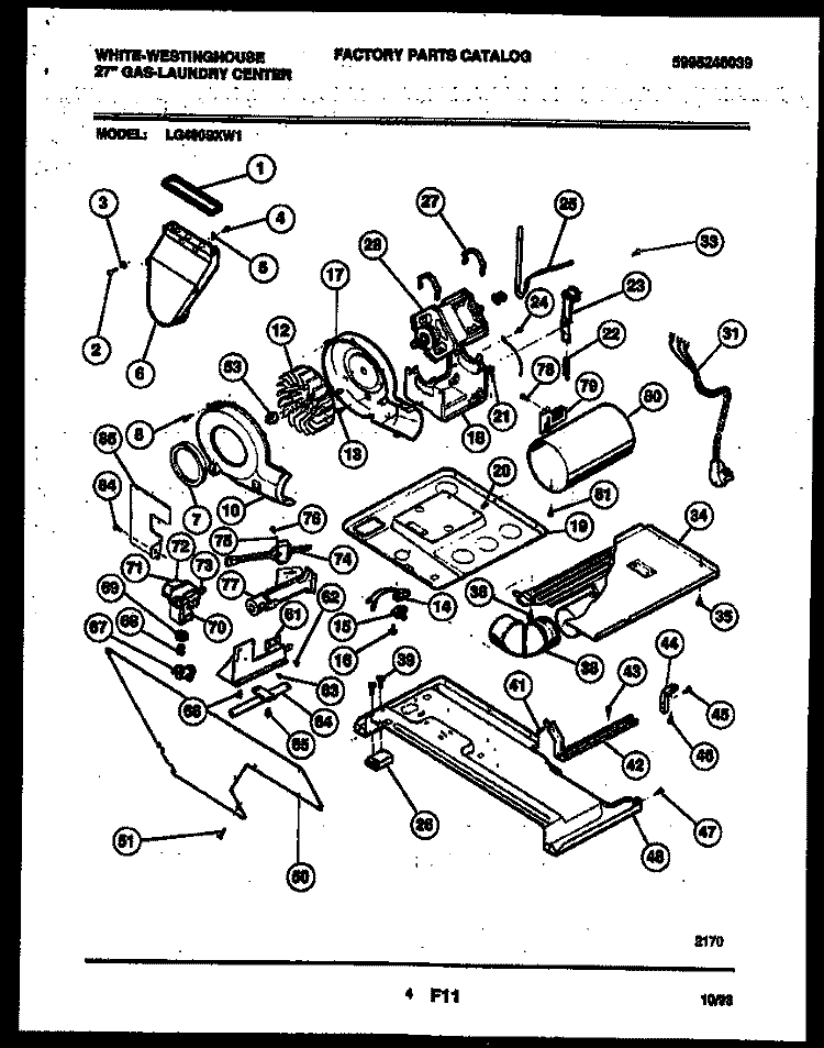 MOTOR AND BLOWER PARTS Diagram and Parts List for LG400SXD1  Frigidaire Washer Dryer Combo