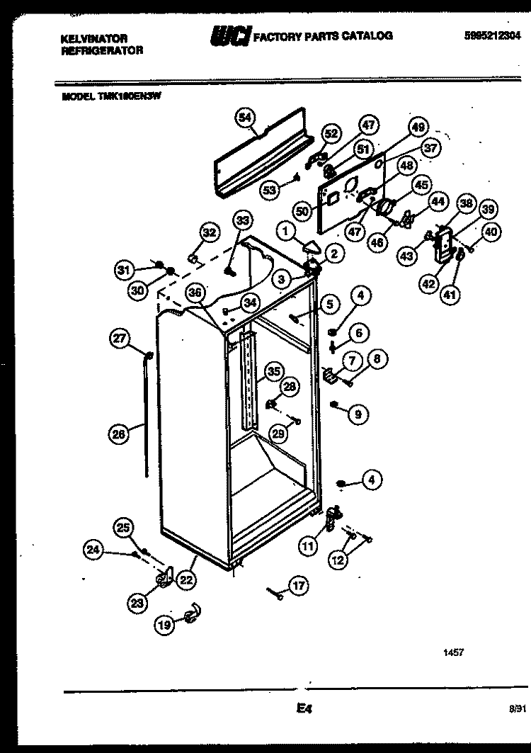 CABINET PARTS Diagram and Parts List for TMK180EN3W  Kelvinator Refrigerator