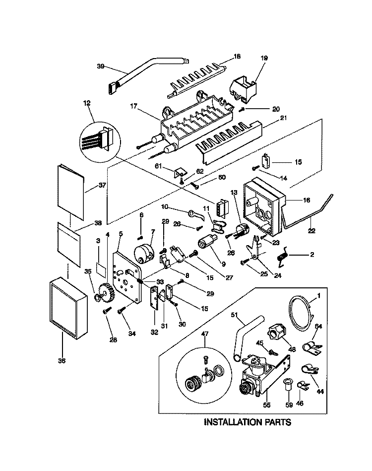 ICE MAKER Diagram and Parts List for FRT24RGCB1  Frigidaire Refrigerator
