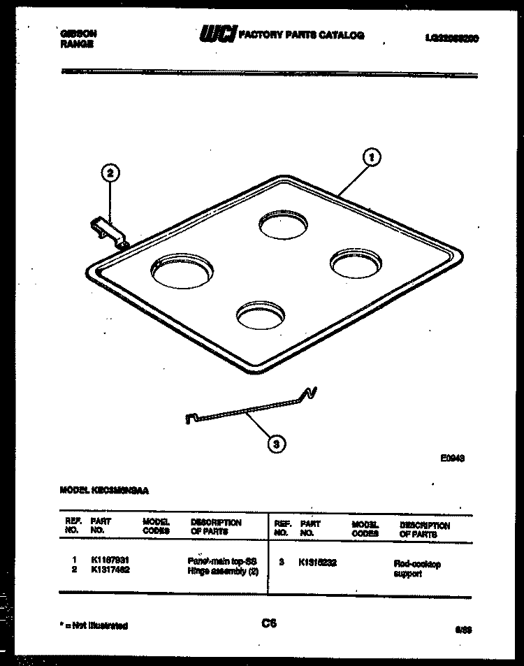 COOKTOP PARTS Diagram and Parts List for KEC3M6NSAA  Gibson Range