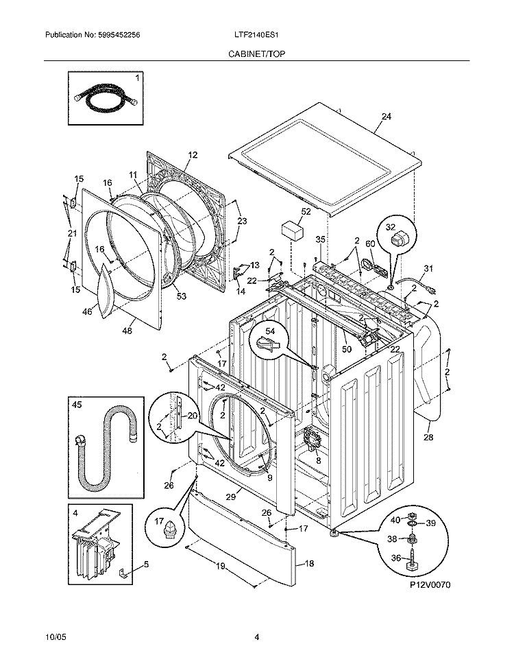 CABINET / TOP Diagram and Parts List for LTF2140ES1  Frigidaire Washer