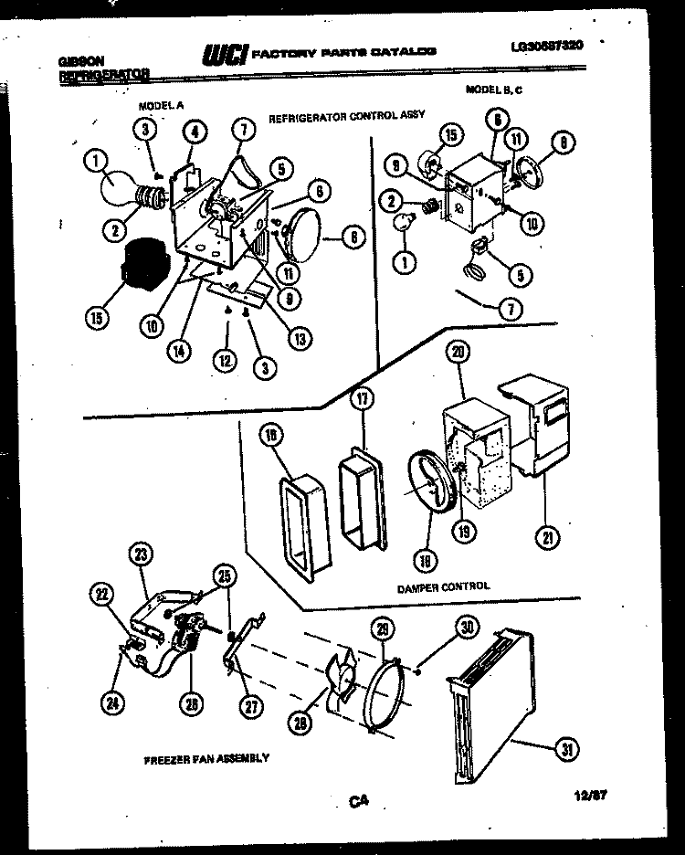 REFRIGERATOR CONTROL ASSEMBLY, DAMP Diagram and Parts List for RS22F7WU1B  Gibson Refrigerator