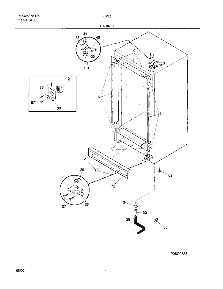 CABINET Diagram and Parts List for FMR10  Electrolux Freezer