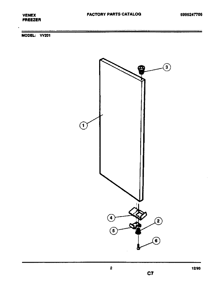 DOOR Diagram and Parts List for VV201  Frigidaire Freezer