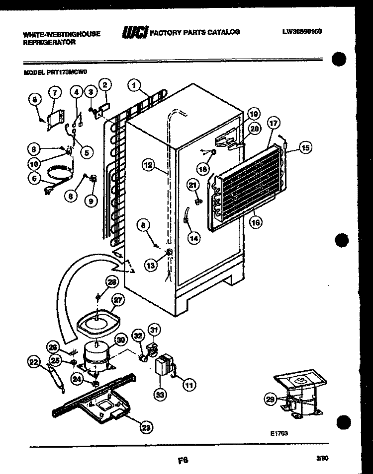 SYSTEM AND AUTOMATIC DEFROST PARTS Diagram and Parts List for PRT173MCF0  Frigidaire Refrigerator