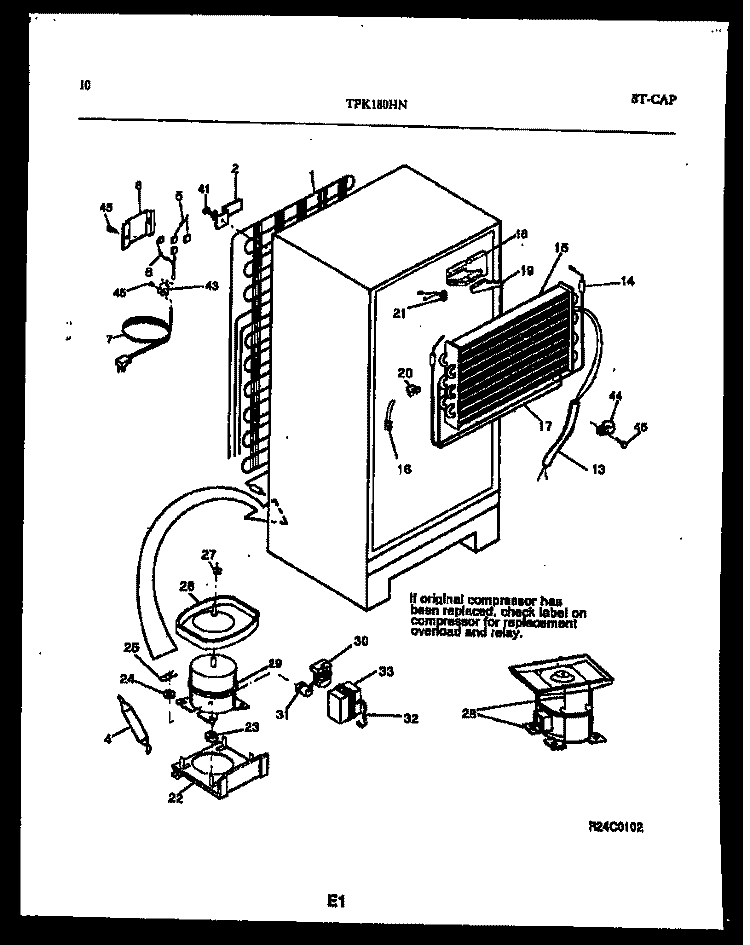 SYSTEM AND AUTOMATIC DEFROST PARTS Diagram and Parts List for TPK180HN1D  Kelvinator Refrigerator