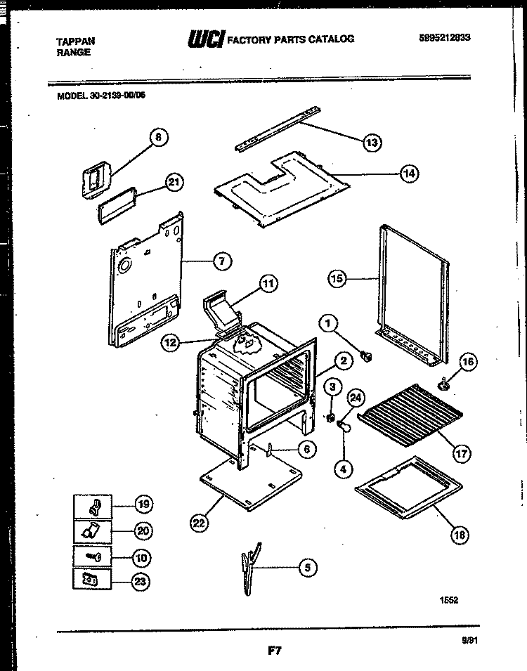 BODY PARTS Diagram and Parts List for 30-2139-00-06  Tappan Range